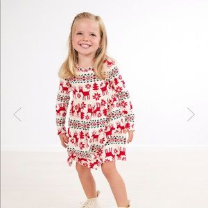 Hanna Andersson 130, size 8 Holiday Print Rib Dress Dear Deer NEW NWT